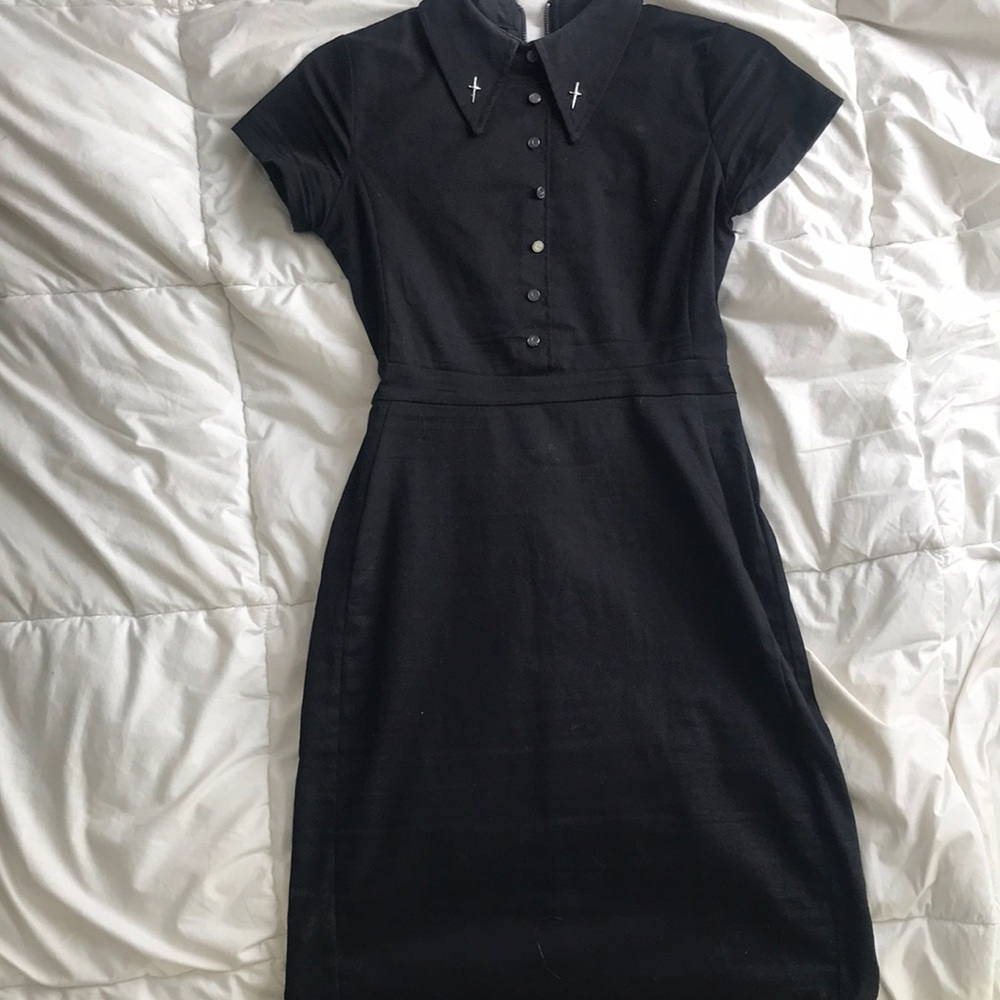 Black pencil dress w/ daggers
